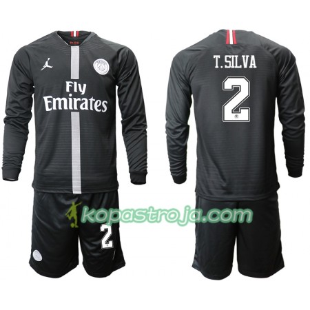 Billiga Fotbollströjor Paris Saint-Germain T.SILVA 2 Jodan Svart Barn Tredje tröja 2018/19 Långärmad